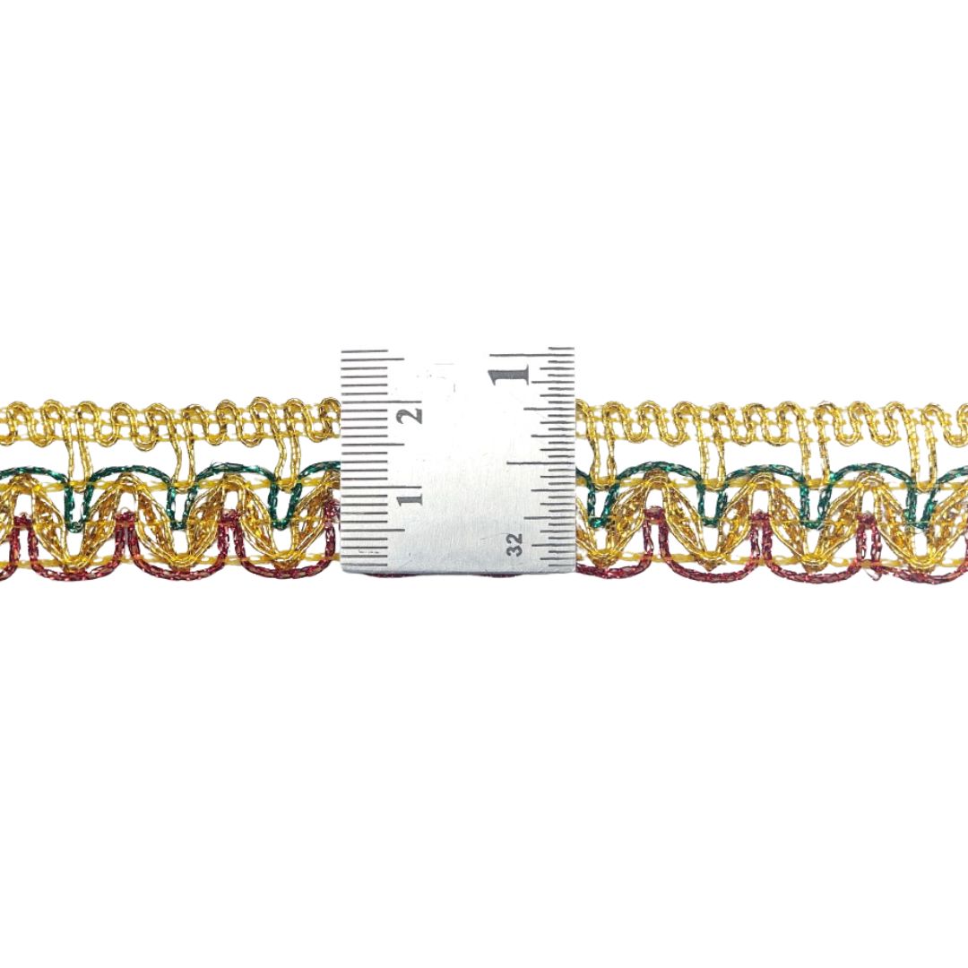 Decorative trim with a ruler for scale on a white background